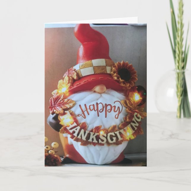 **HAPPY THANKSGIVING** FROM A CUTE GNOME HOLIDAY CARD (Front)