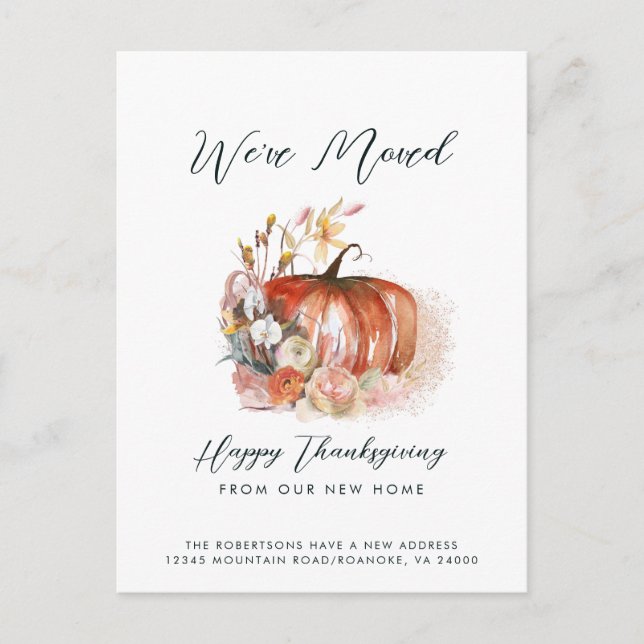 Happy Thanksgiving from our New Home Moving Announcement Postcard (Front)