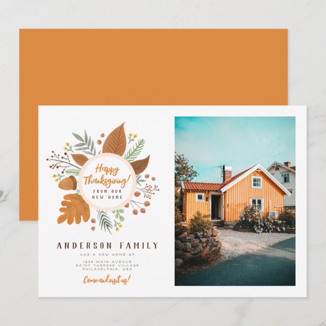 Happy Thanksgiving from our New Home Moving Invitation (Front/Back)