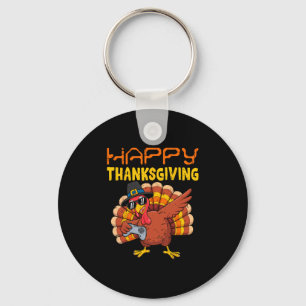 Happy Thanksgiving Funny Gamer Turkey Dabbing Boys Keychain