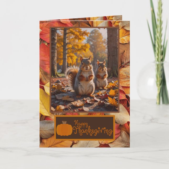 Happy Thanksgiving Funny Squirrel Card (Front)