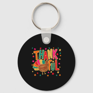 Happy Thanksgiving Funny Thankful Turkey Pumpkin F Keychain