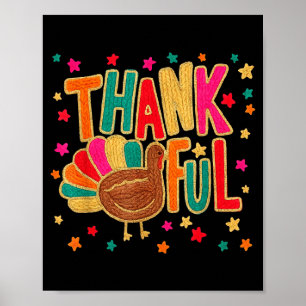 Happy Thanksgiving Funny Thankful Turkey Pumpkin F Poster