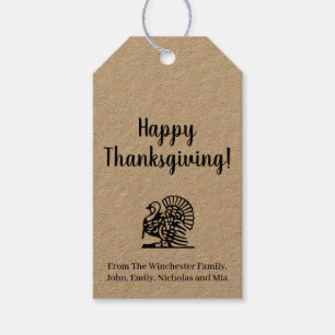 Happy Thanksgiving funny turkey custom text kraft Gift Tags