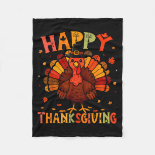 Happy Thanksgiving Funny Turkey Day Family Dinner  Fleece Blanket