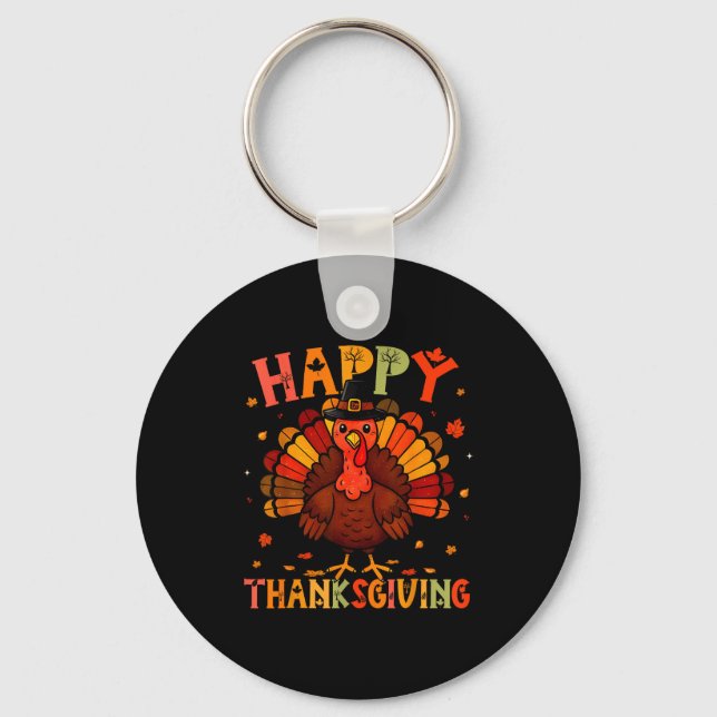 Happy Thanksgiving Funny Turkey Day Family Dinner  Keychain (Front)