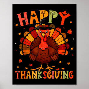 Happy Thanksgiving Funny Turkey Day Family Dinner Poster