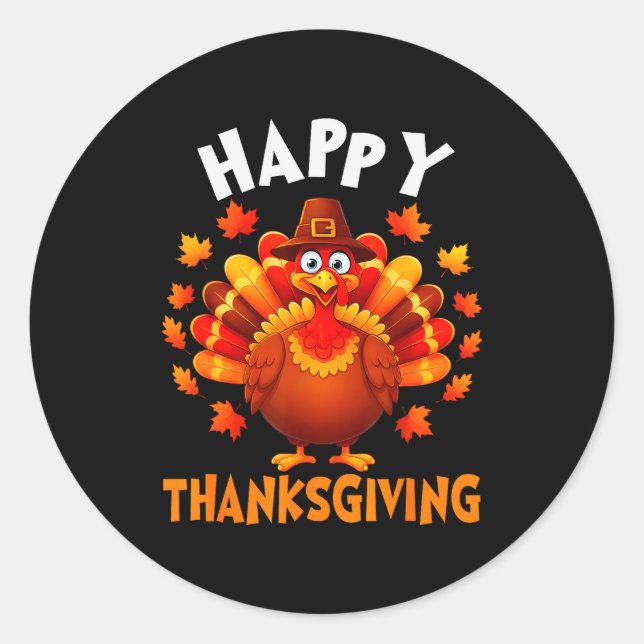 Happy Thanksgiving Funny Turkey Family Dinner Than Classic Round Sticker (Front)
