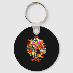 Happy Thanksgiving Funny Turkey Family Dinner Than Keychain