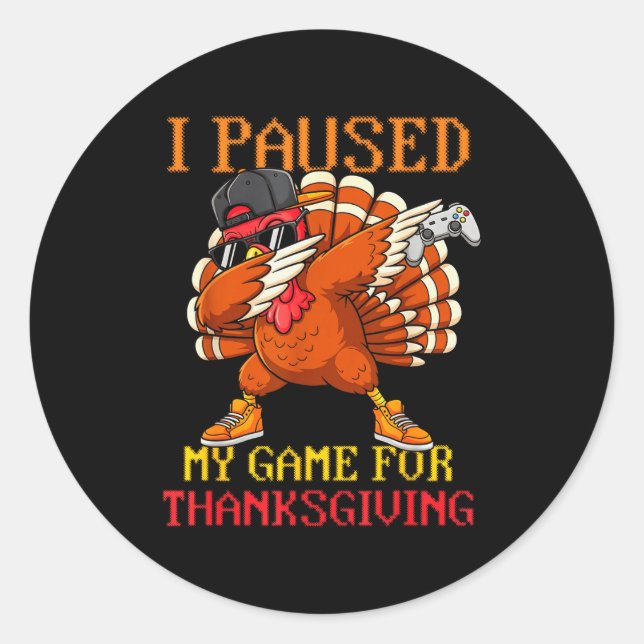 Happy Thanksgiving Gaming Fall Turkey Gamer Boys K Classic Round Sticker (Front)