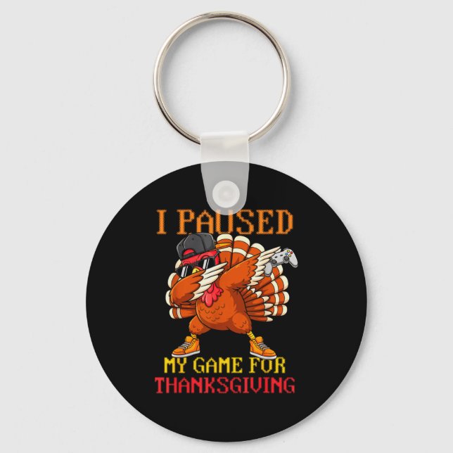 Happy Thanksgiving Gaming Fall Turkey Gamer Boys K Keychain (Front)