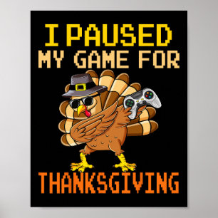 Happy Thanksgiving Gaming Fall Turkey Gamer Boys K Poster
