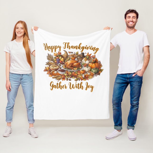 Happy Thanksgiving Gather With Joy Fleece Blanket (In Situ)