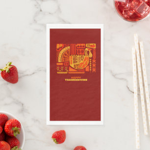 Happy Thanksgiving Geometric Abstract Napkin