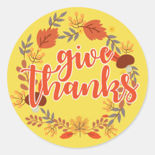 Happy Thanksgiving Give Thanks Classic Round Sticker