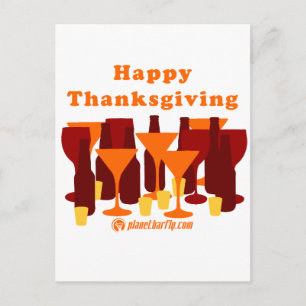 Happy Thanksgiving Glasses Holiday Postcard