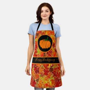 Happy Thanksgiving! Glittery Maple Leaves/Pumpkin Apron