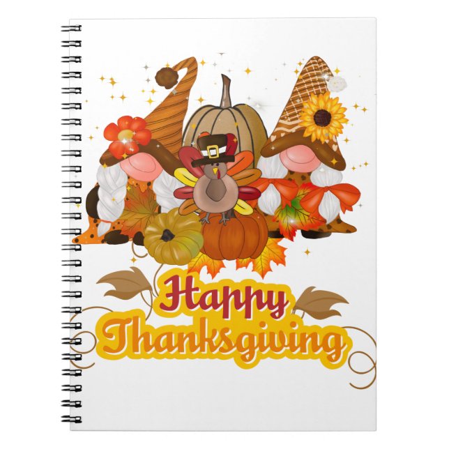 Happy Thanksgiving Gnome Notebook (Front)