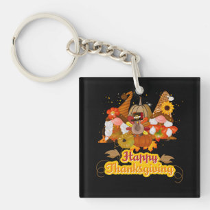 Happy Thanksgiving Gnome Trio Keychain