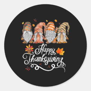 Happy Thanksgiving Gnomes  Classic Round Sticker