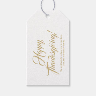 Happy Thanksgiving gold custom script elegant Gift Tags
