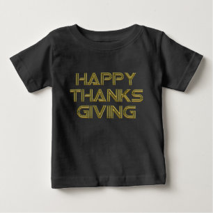 Happy Thanksgiving Gold Typography White Elegant Baby T-Shirt