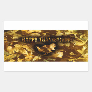HAPPY THANKSGIVING - Golden Leaves & Turkey Sticker