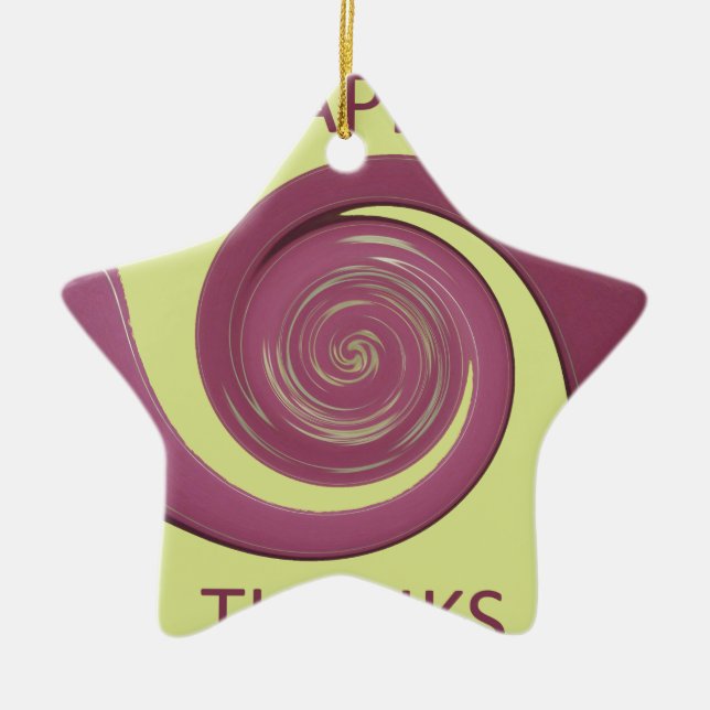 Happy Thanksgiving Golden Yellow whirl design.png Ceramic Ornament (Front)