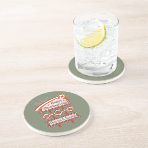 Happy Thanksgiving Grateful & Blessed Retro Sign Coaster
