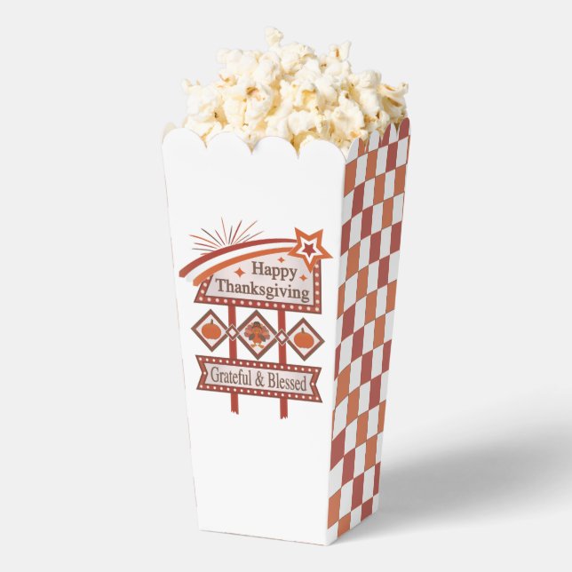 Happy Thanksgiving Grateful & Blessed Retro Sign Favor Box (Popped)