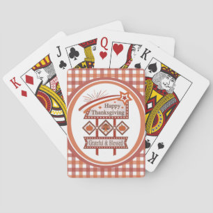 Happy Thanksgiving Grateful & Blessed Retro Sign Playing Cards