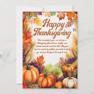 Happy Thanksgiving Greeting Holiday Card