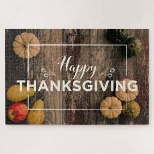 Happy Thanksgiving greeting with pumpkins Jigsaw Puzzle
