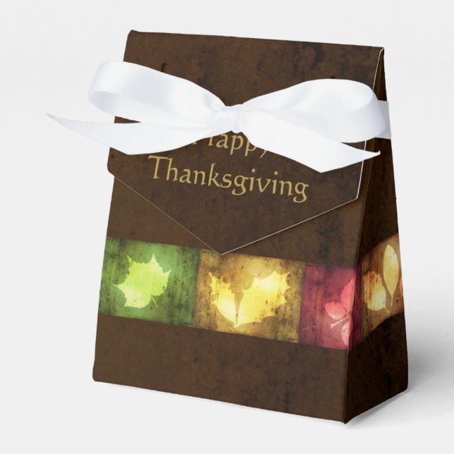 Happy Thanksgiving Grunge Leaves Favor Box (Front Side)
