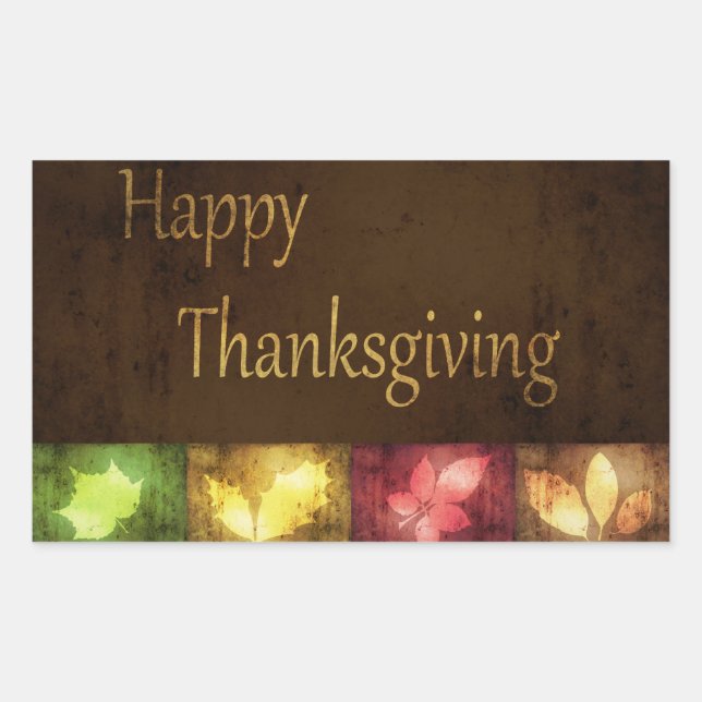 Happy Thanksgiving Grunge Leaves Sticker (Front)