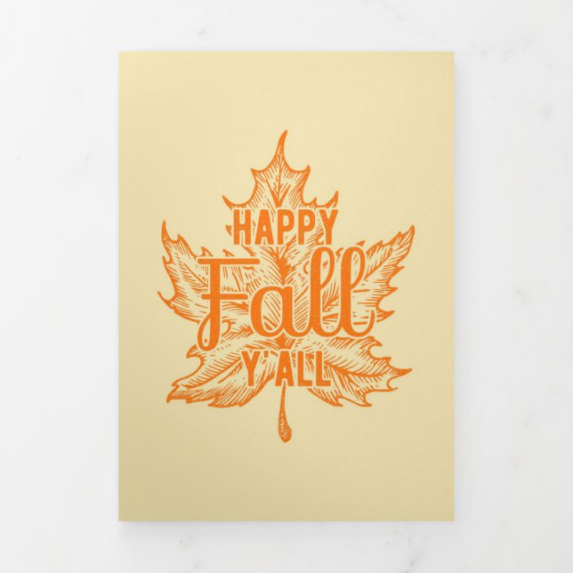 Happy Thanksgiving Happy Fall Yall Tri-Fold Card (Cover)
