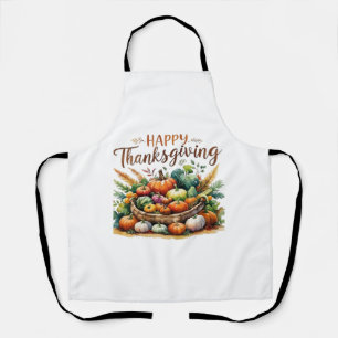 Happy Thanksgiving – Harvest Basket with Pumpkins  Apron