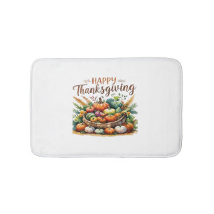Happy Thanksgiving – Harvest Basket with Pumpkins  Bath Mat