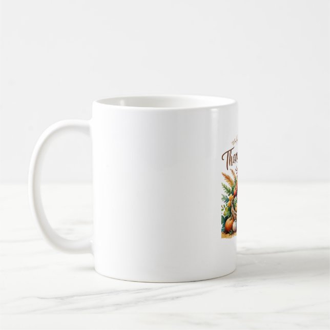Happy Thanksgiving – Harvest Basket with Pumpkins  Coffee Mug (Left)