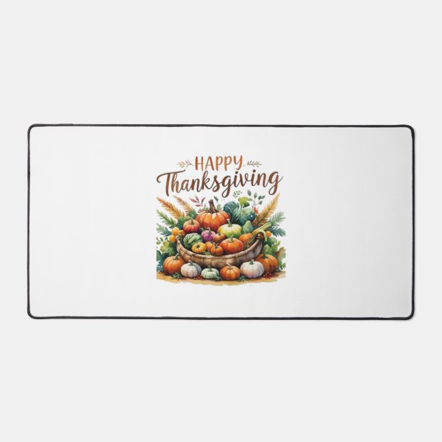 Happy Thanksgiving – Harvest Basket with Pumpkins  Desk Mat (Front)