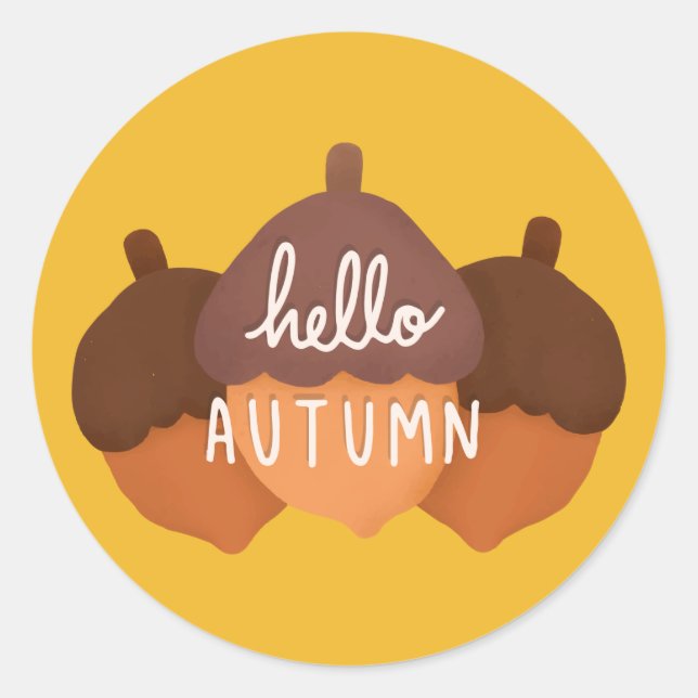 Happy Thanksgiving | Hello Autumn Classic Round Sticker (Front)