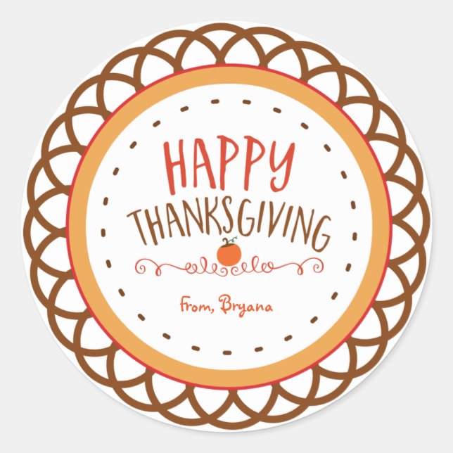 Happy Thanksgiving Holiday Fall Autumn Stickers (Front)