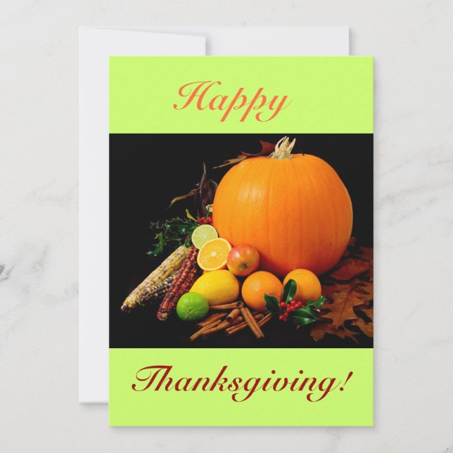 Happy Thanksgiving IV With Pumpkin And Fruit Invitation (Front)
