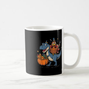 Happy Thanksgiving Kids Funny Turkey Riding T Rex  Coffee Mug