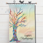 Happy Thanksgiving Kitchen Towel<br><div class="desc">This Happy Thanksgiving kitchen towel is decorated with a colourful mosaic family tree on a watercolor background.
The text is customizable.
Makes a great hostess gift.
Original Mosaic and Watercolor © Michele Davies.</div>