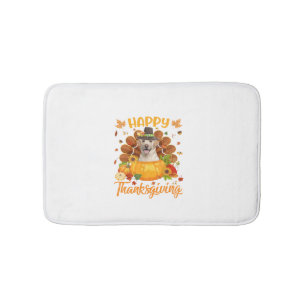 Happy Thanksgiving Labrador Dog Turkey Pumpkin Lon Bath Mat