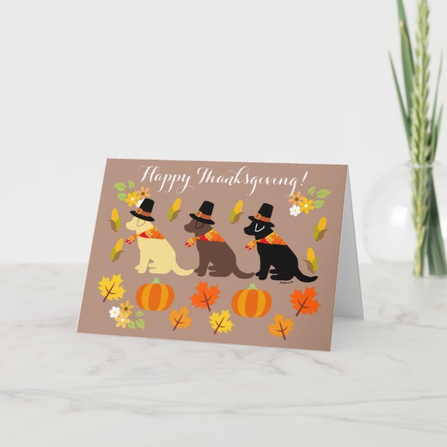 Happy Thanksgiving Labrador Silhouette Card (Front)