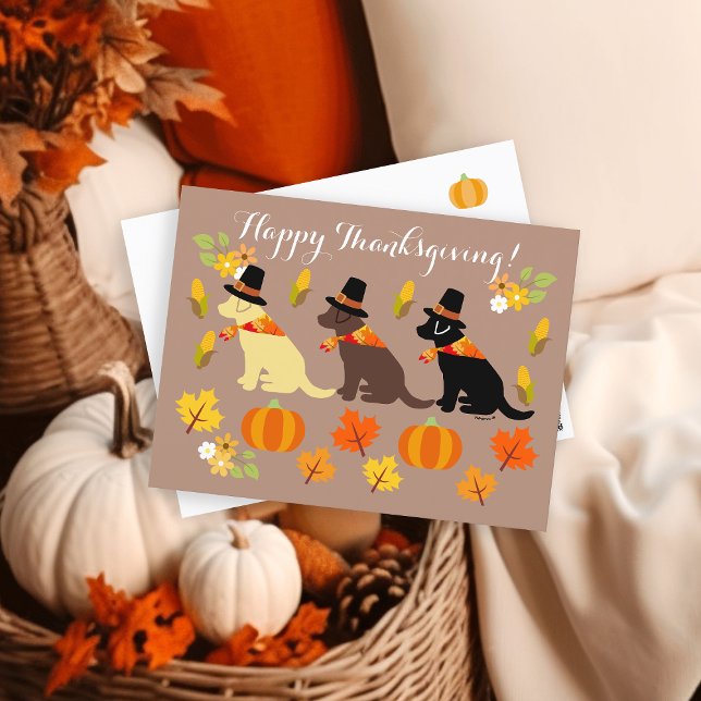Happy Thanksgiving Labrador Silhouette Postcard (Happy Thanksgiving Labrador Silhouette Design Postcard for Labrador Owners.  Autumn colors.)