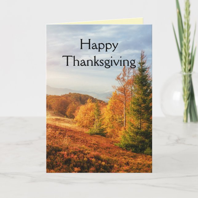 Happy Thanksgiving Landscape Scenery Autumn Colour Holiday Card (Front)