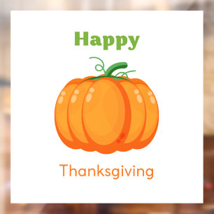 Happy Thanksgiving large pumpkin Window Cling